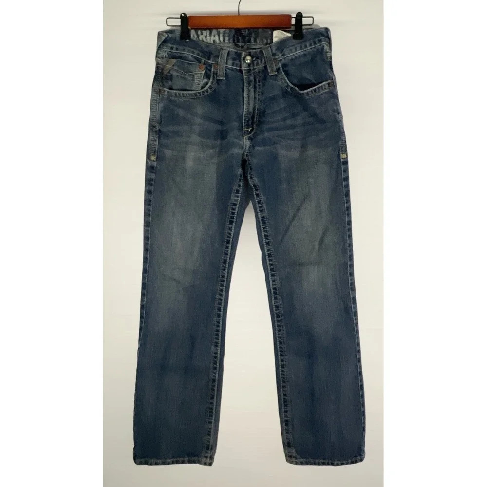 Ariat M5 Jeans Men's 31x32 Slim Fit Straight Denim Cowboy Western Thick Stitch